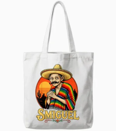 Smiguel Mexican Sombrero Vintage Mexican Culture Mashup Tote Bags - White