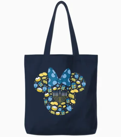 Disney Minnie Mouse Icon Hanukkah Chanukah Dreidel Menorah Tote Bags - Navy