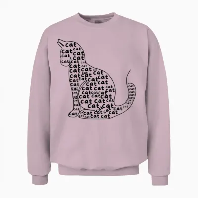 Funny Cat Tshirt Designe Unisex Sweatshirt - Light Pink