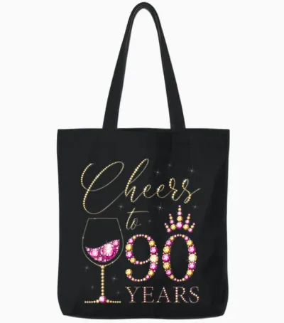 Ein Hoch Auf 90 Jahre Alte Frauen Zum 90. Geburtstag, Frauen, Königinnen, Geburtstag Tote Bags - Black