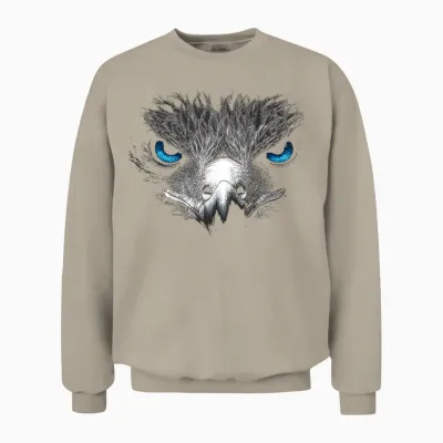 Adler Vogel Grafik Tier Illustration Blaue Augen Adler Unisex Sweatshirt - Sand
