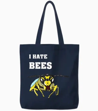Funny Wasp Shirt I Hate Bees Tote Bags - Navy