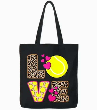 Love Tennis Tennis Player Women's Girls' T-Shirt, Black Tote Bags - Black