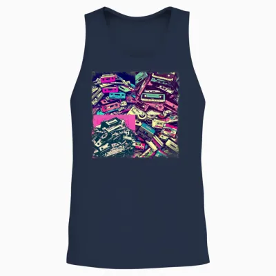 Retro Cassette Tapes Unisex Tank Top - Navy