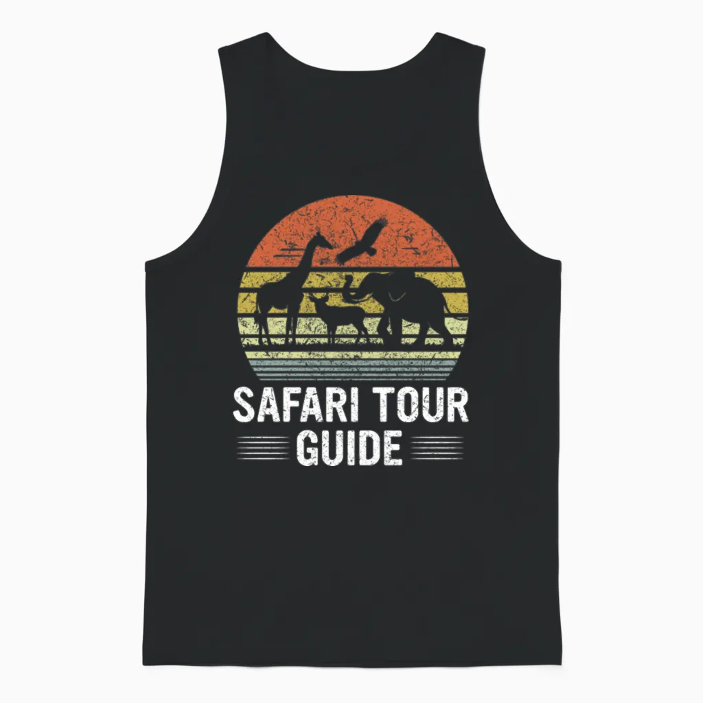 Safari Tour Guide Retro Unisex Tank Top in Black