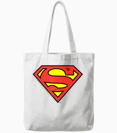 Dc Comics Superman Classic Chest Logo T-Shirt Small Tote Bags - White