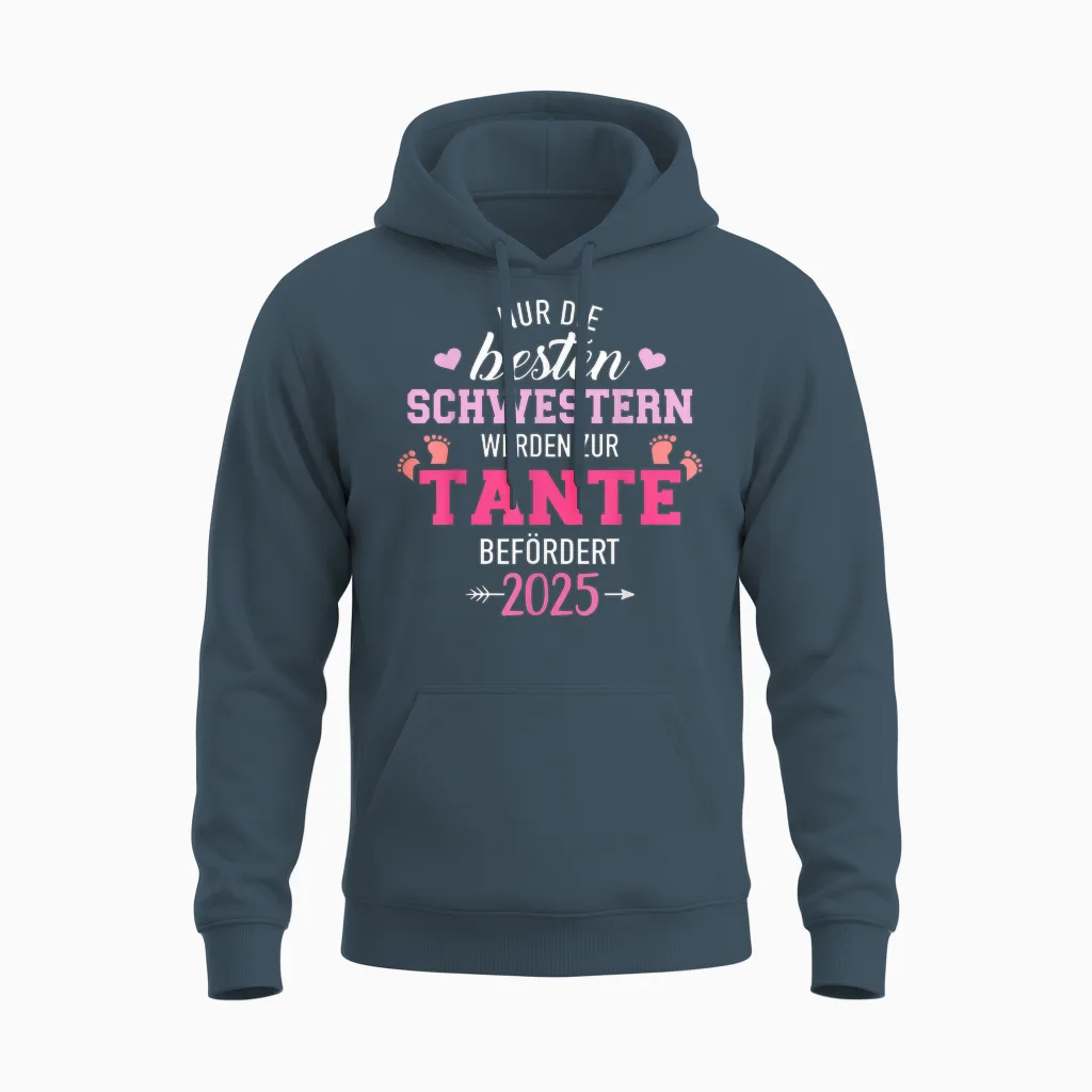 Besten Schwestern Werden Zur Tante Befördert 2025 Unisex Hoodie in Dark Heather