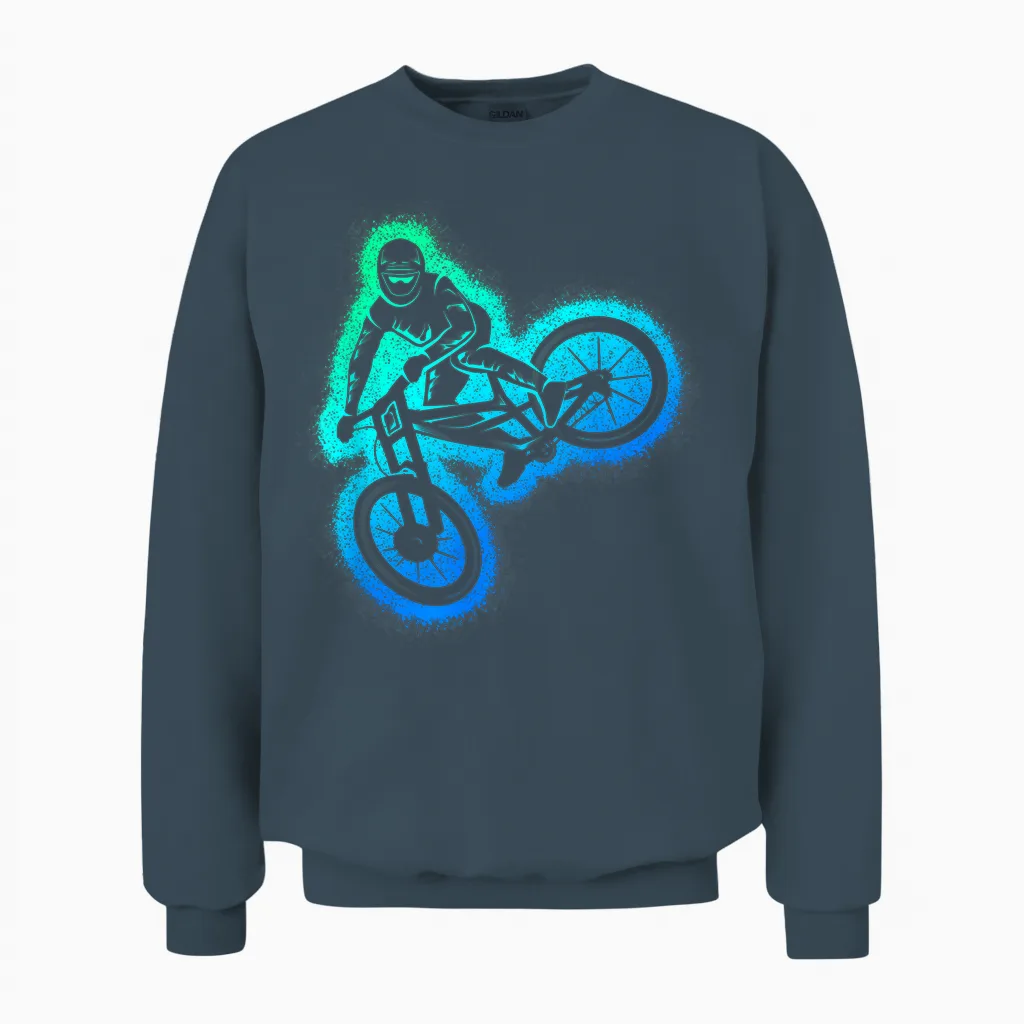 Mtb Mountain Bike Downhill Kinder Herren Jungen Mountainbike Unisex Sweatshirt in Dark Heather