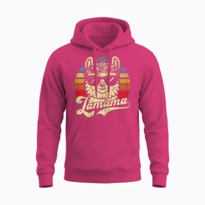 Lamama | Mama Und Lama Lustiges Retro Alpaka Muttertag Unisex Hoodie - Heliconia