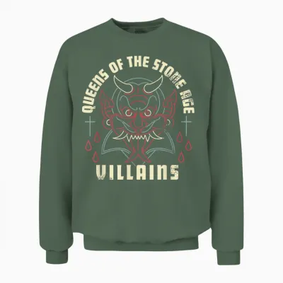 Offizielles Queens of the Stone Age Villains Album Rock Band Unisex Sweatshirt - Military Green