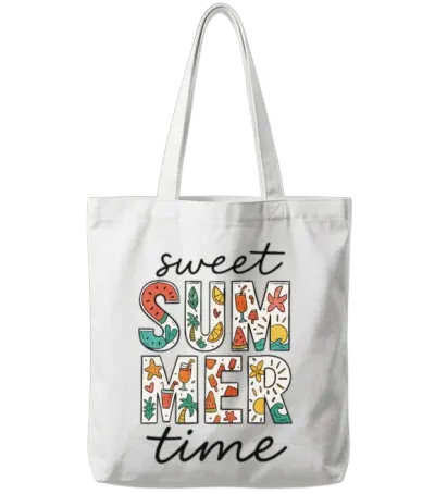 Retro Summer Tote Bags - White