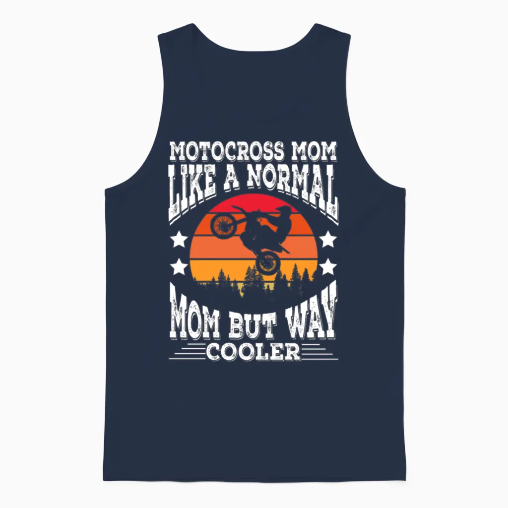 Cool Motocross Mom Retro Unisex Tank Top - Navy
