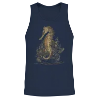 Sea Horse Turtle Lovers Unisex Tank Top - Navy – 2