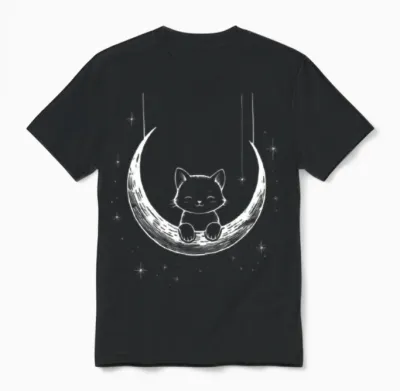 Lunar Cat Nap Unisex T-Shirt - Black