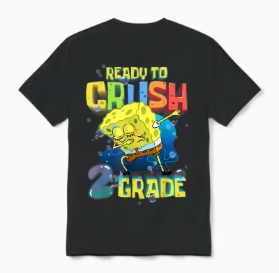Spongebob Dabbing Ready to Crush 2nd Grade School Spongebob Unisex T-Shirt - Black