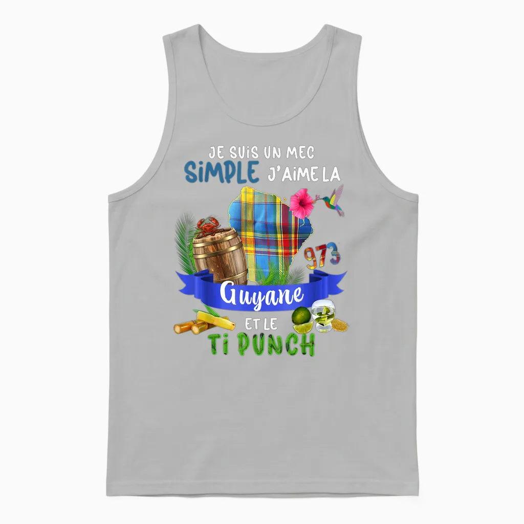 Guyana 973 Madras Hummingbird Ti Punch Apéro Pour Guy Nice T-Shirt, Black, S Unisex Tank Top in Ash