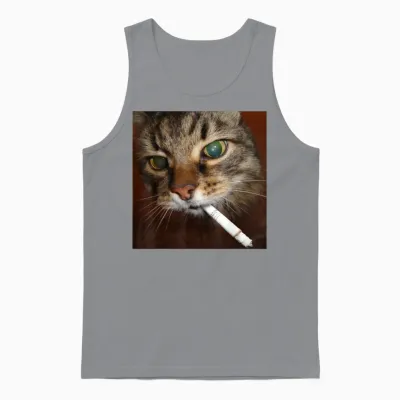 Cat Meme Cat Smoking Cigarette Unisex Tank Top - Sport Grey