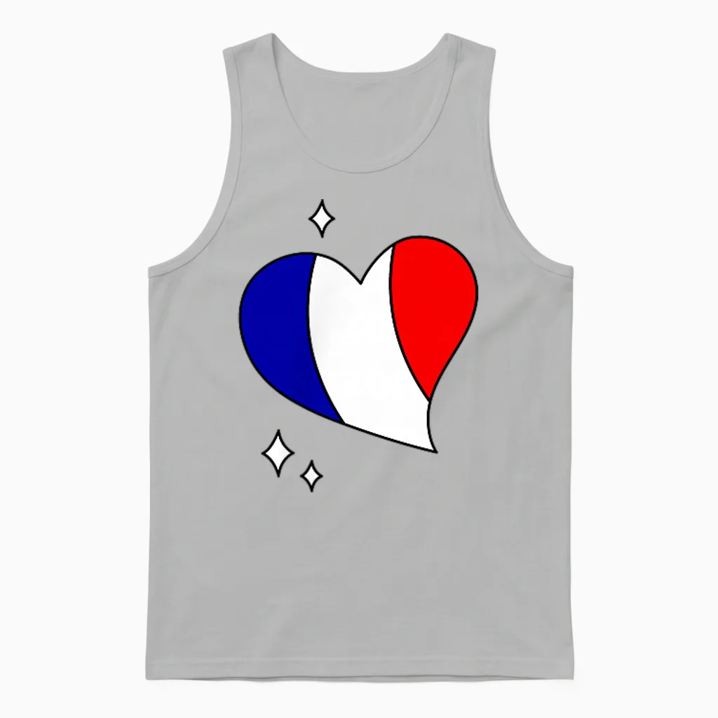 France Flag Blue White Red 14 July French Pride Unisex Tank Top in Ash