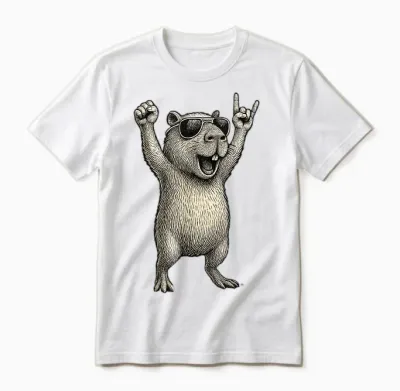 Capybara Racoon Hard Rock Heavy Metal Capybara Unisex T-Shirt - White