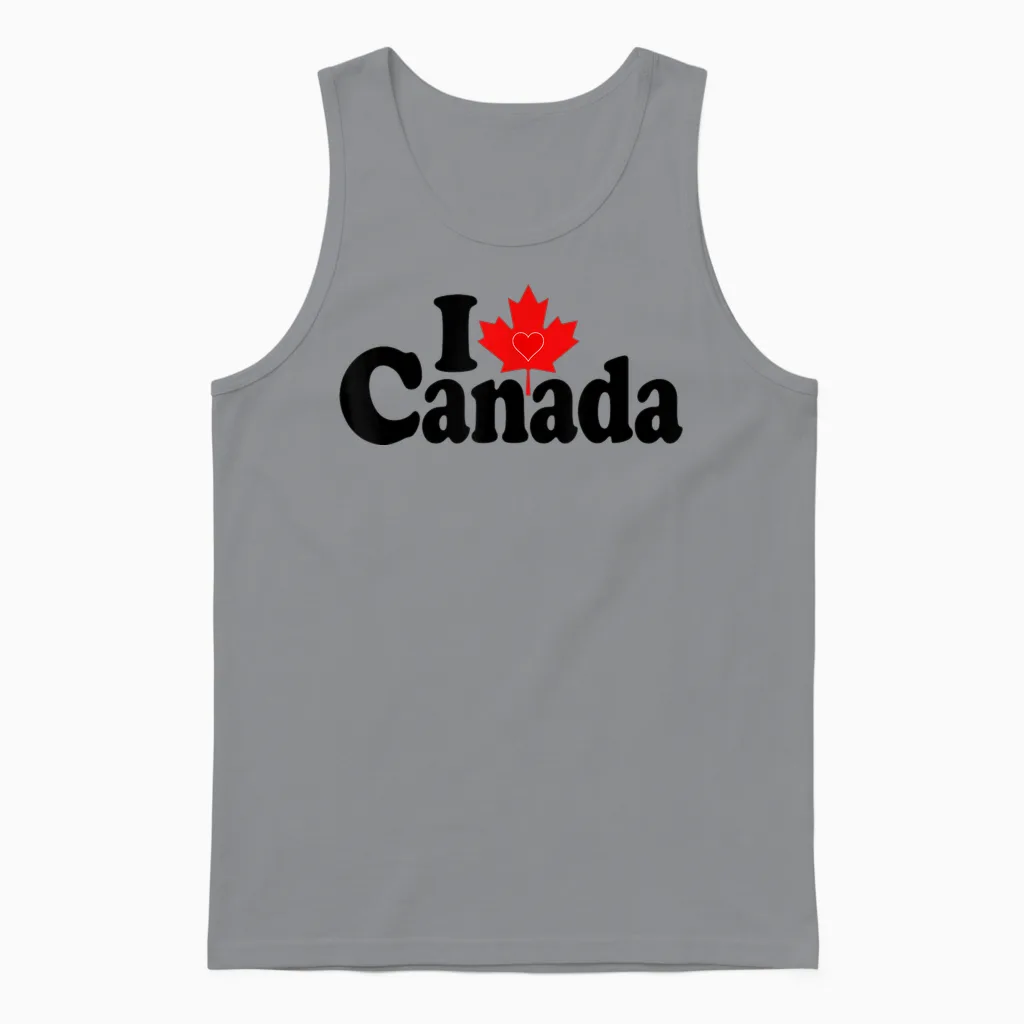 I Love Canada I Heart Canada Canada Culture Canadienne Unisex Tank Top in Sport Grey