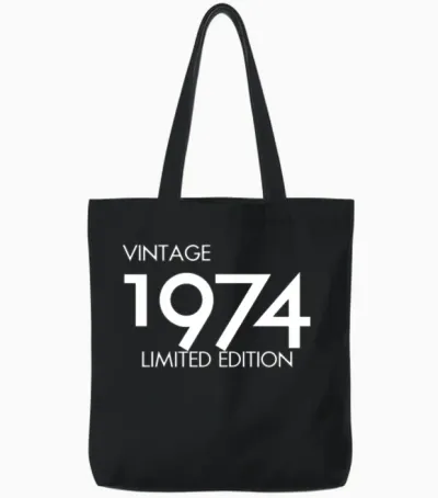Vintage 1974 Limited Edition 51st Birthday Gift Tote Bags - Black