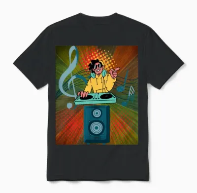 Groove with the Cool Retro Dj Unisex T-Shirt - Black