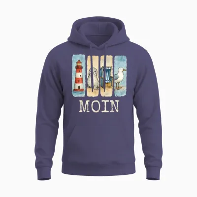 Moin Lighthouse Seal Beach Chair Seagull Unisex Hoodie - Heather Sport Dark Navy