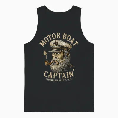 Motor Boat Captain Funny Pontoon Boating Motor Boatin Lake Unisex Tank Top - Black