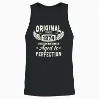 Vintage 1974 Birthday Gift Unisex Tank Top in Black - 2
