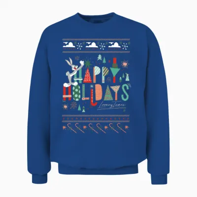 Looney Tunes Happy Holidays Christmas Unisex Sweatshirt - Royal
