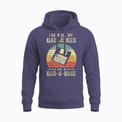 Mens Funny Dad Jokes in Dad-A-Base Vintage for Father's Day Unisex Hoodie - Heather Sport Dark Navy