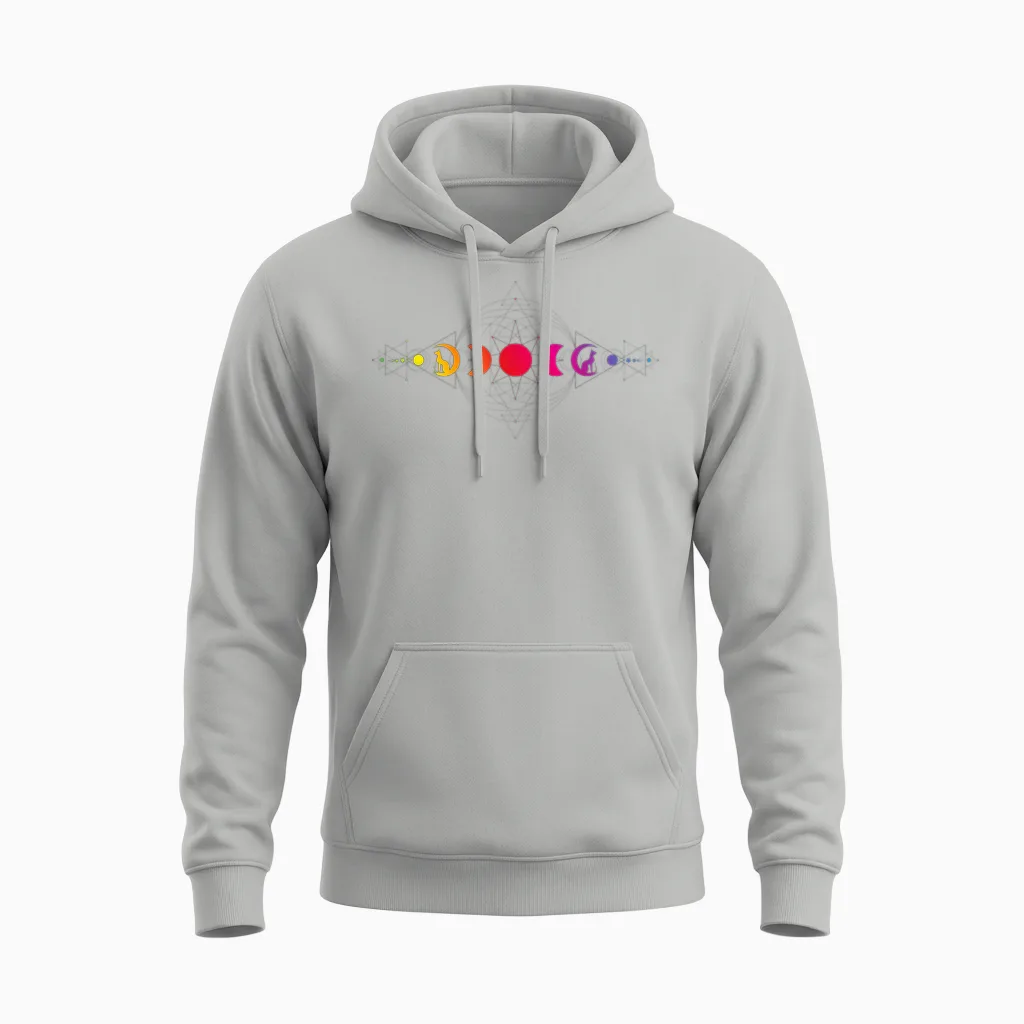 Psychedelic Acid Folk Trance Rock Edm Festival Goa Rave T-Shirt, Black Unisex Hoodie in Ash