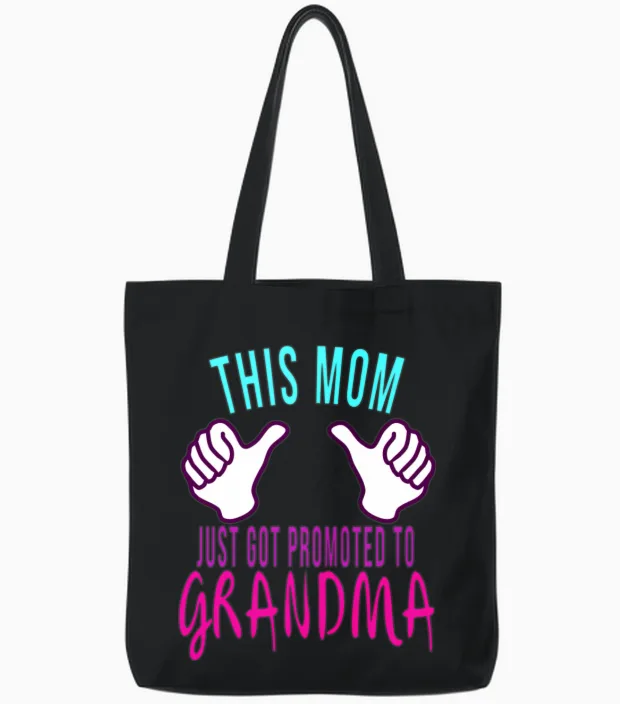 New Grandma Baby Shower Gender Reveal Party Tote Bags in Black