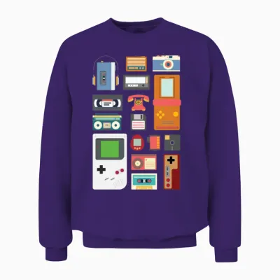 Retro 90's Technology Gadgets Gift Unisex Sweatshirt - Purple