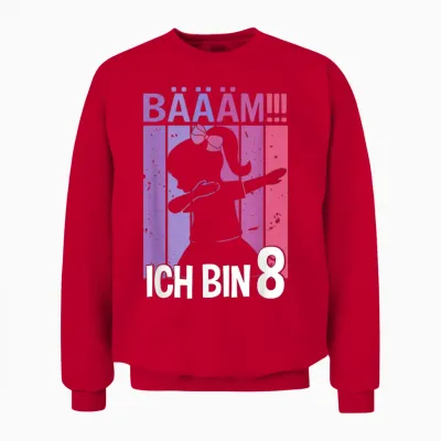 Girls' T-Shirt with German Text "tanzen Bääm Ich Bin 8 Jahre Dab" [german Unisex Sweatshirt - Red