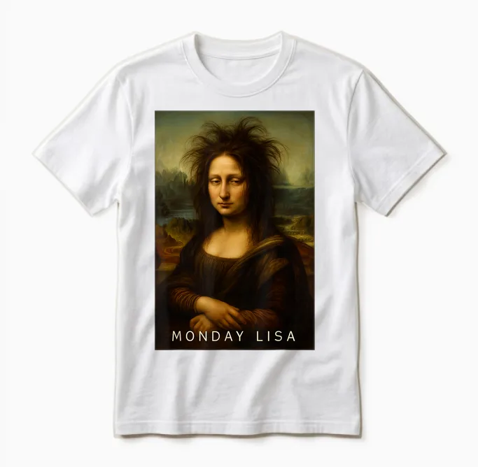 Monday Lisa Disheveled Classic Art Parodie Woche Start Stimmung Unisex T-Shirt in White