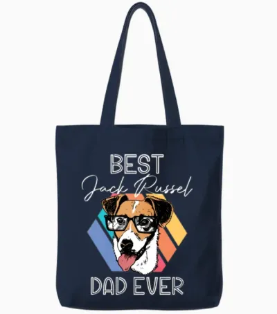 Best Jack Russell Dad Ever Pup Dog Lover Dog Owner Tote Bags - Navy