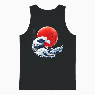 Hokusai Big Wave Japanese Man Woman Kanagawa T-Shirt, Black, S Unisex Tank Top - Black