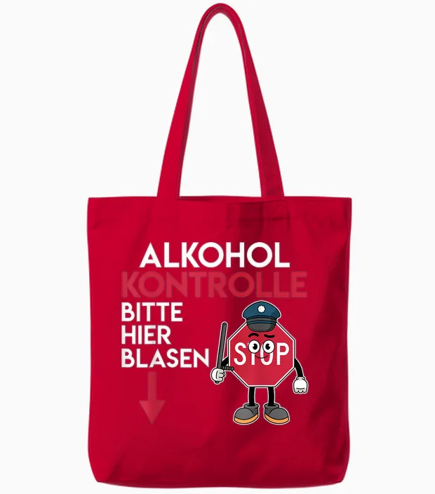 Malle Alkoholkontrolle Bitte Hier Blasen Mallorca Tote Bags in Red
