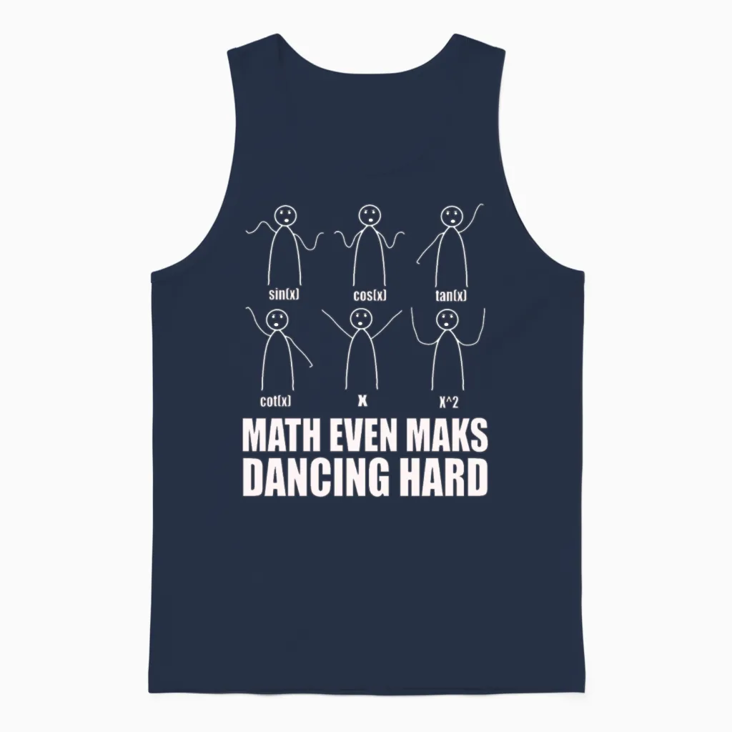 Funny Math Dancing Unisex Tank Top in Navy