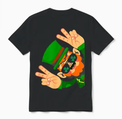 Irish Luck & Leprechaun Peace - Happy St Patrick's Day T-Shirt, Black Unisex T-Shirt - Black