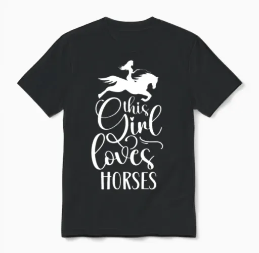 This Girl Loves Horses Mom Horse Riding Rider Unisex T-Shirt in Black