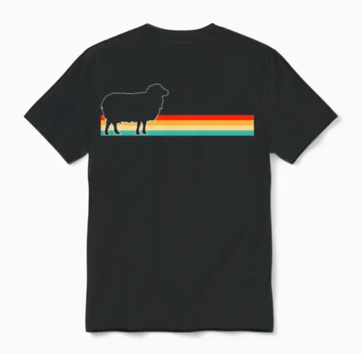 Sheep Retro Unisex T-Shirt in Black