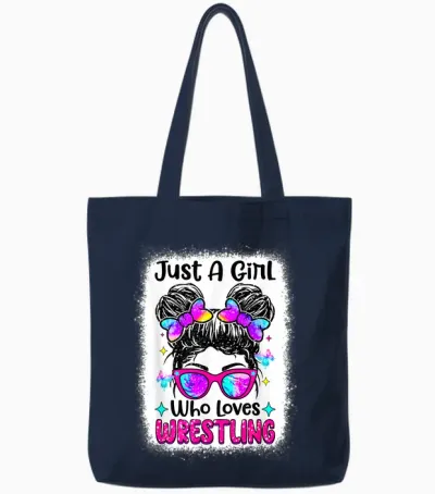 Just a Girl Who Loves Wrestling - Wrestler Girl & Women Tote Bags - Navy