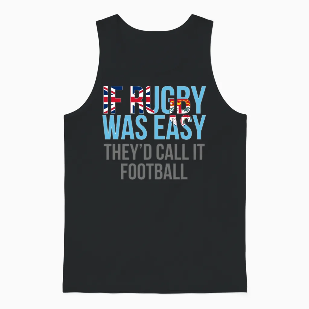 Funny Fiji Rugby Unisex Tank Top in Black