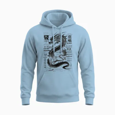 Drachen Streetwear Aesthetic Retro Mode Dragon Damen Herren Unisex Hoodie - Light Blue