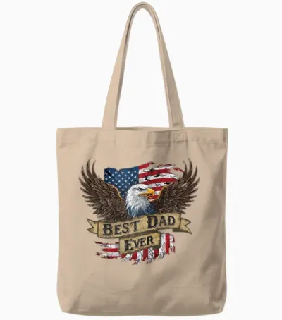 Father's Day Usa American Flag Best Dad Ever Tote Bags - Natural