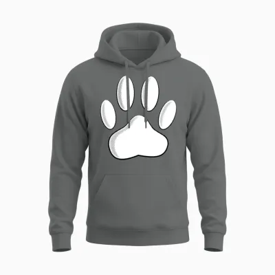 White Dog Paw Newsprint Unisex Hoodie - Graphite Heather