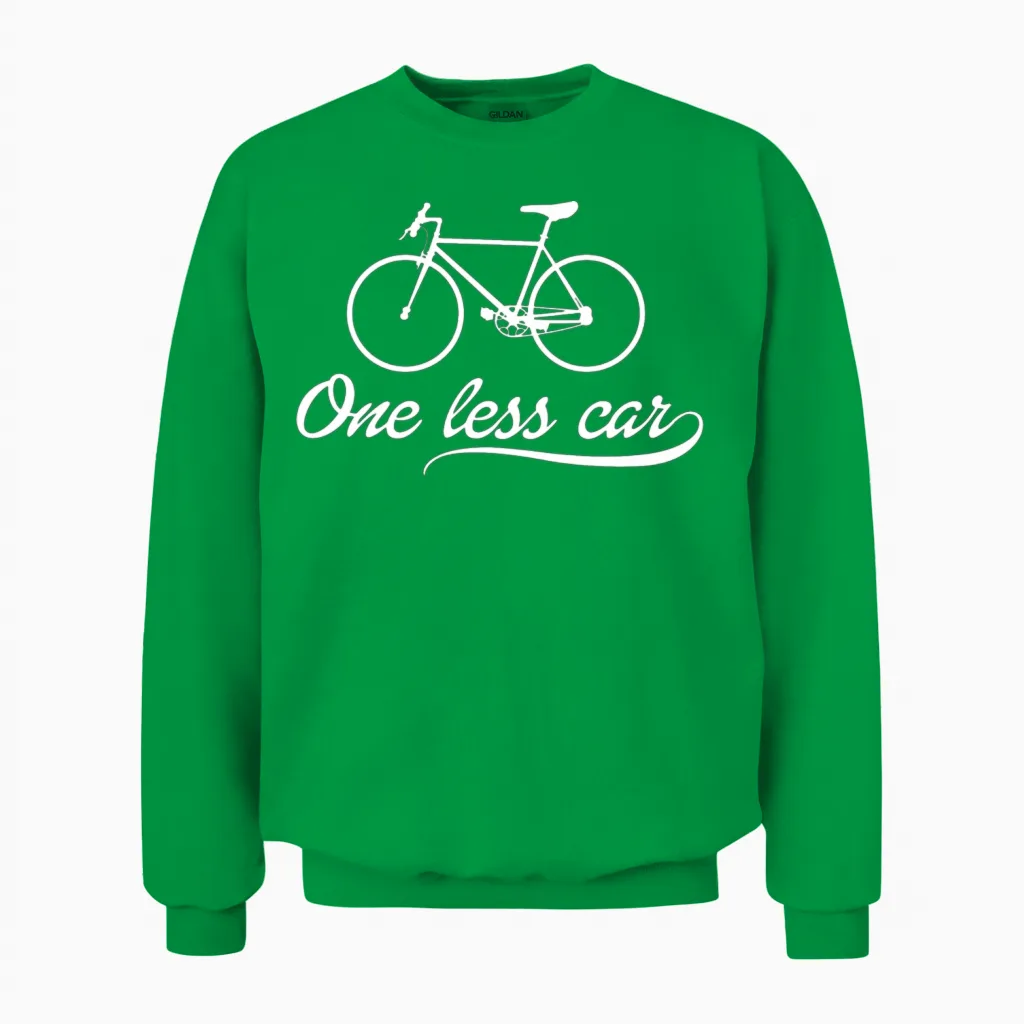 Bicycle - One Less Cars - & Muscle Unisex Sweatshirt in Irish Green