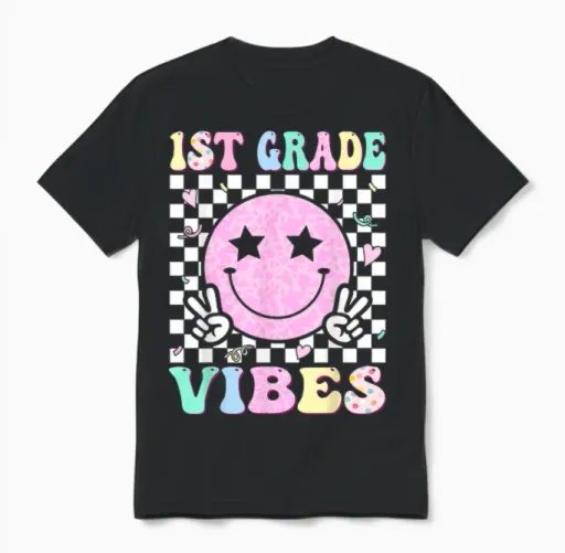 1st Grade Vibes First Day of School 1st Grade First Grade Unisex T-Shirt in Black